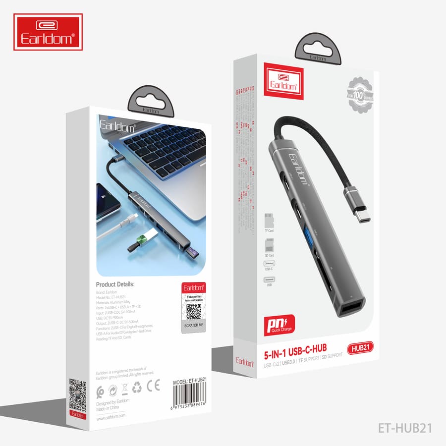 XO HUB21 5in1 USB Type C Hub